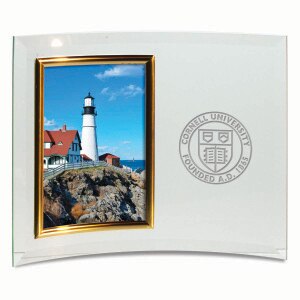 Custom Cornell Seal Vertical Curved Crystal Glass Frame